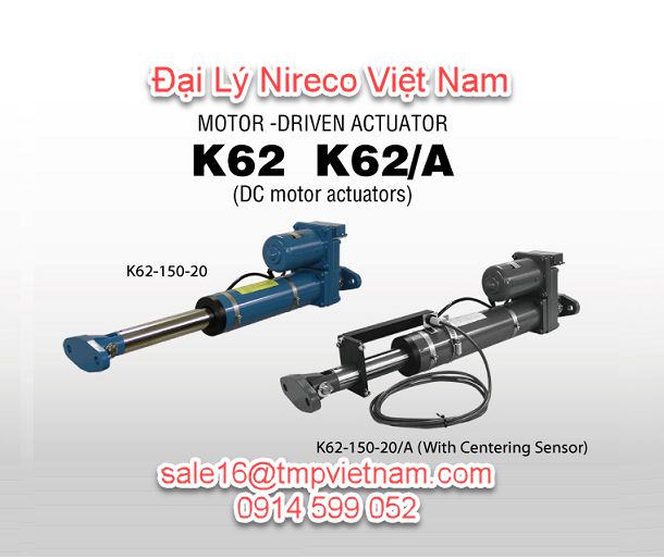 K62-150-20 DC Motor Actuator Nireco | Động cơ và bộ trục vít K62 Series Nireco