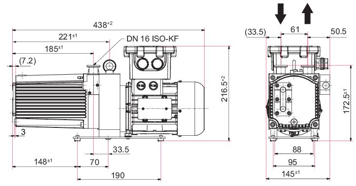 PK D59 905 Bơm cánh gạt kép Duo 11 ATEX Pfeiffer | PK D59 905 Dual-stage rotary vane pumps Duo 11 ATEX